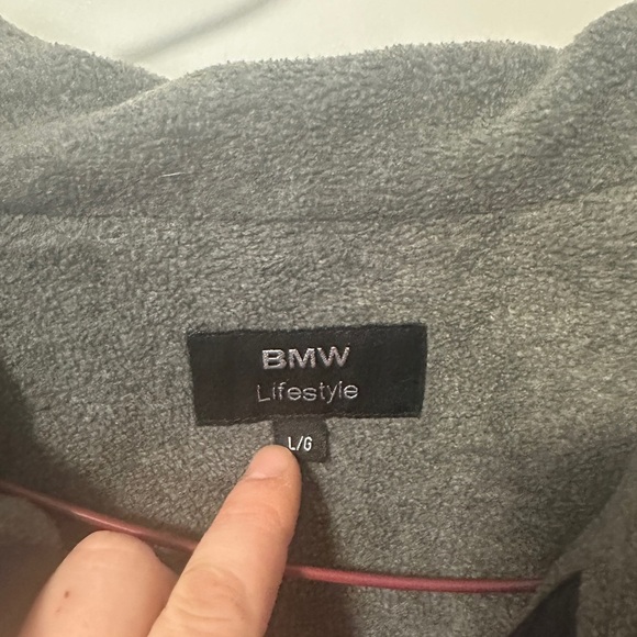 BMW Men’s Fleece Lined Zip Up Jacket Navy Gray Size Large - Picture 6 of 10